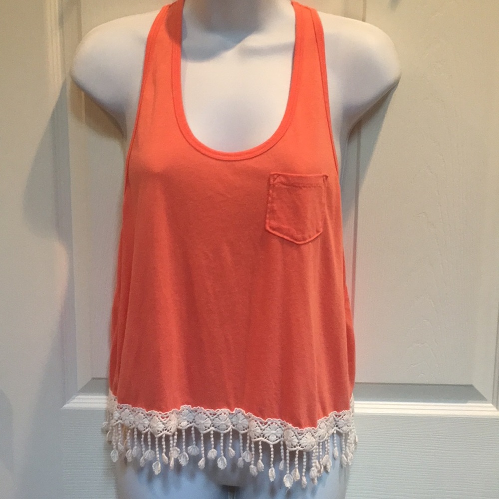 Orange with lace detail tank